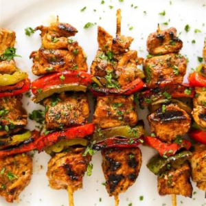Chicken taouk skewers