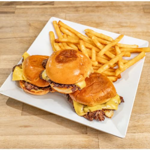 Mini chicken burger with french fries